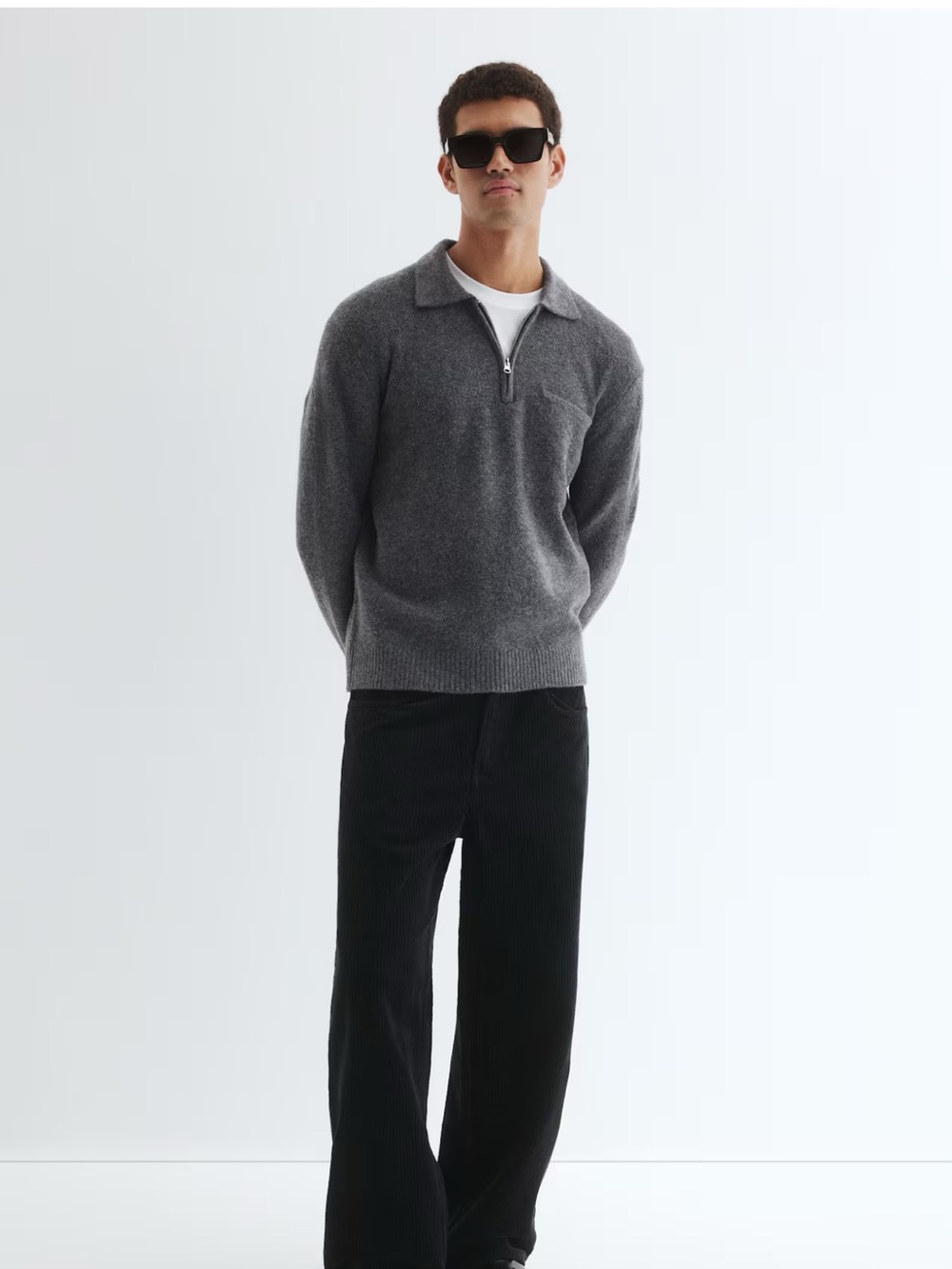 H&M Gray Half-Zip Pullover Sweater